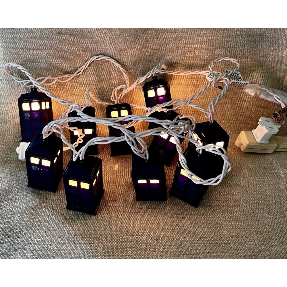 BBC Doctor Who Tardis Police Call Box String Lights Set of 10 Working 43290-DW
